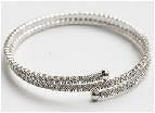 Geniune Czech Crystals Open Ends Electroplated Spiral Bangle - RHODIUM