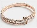 Bracelet 2 ROWS OF 2MM GENUINE FINE CZECH CRYSTALS ELASTIC COIL BANGLE. 637B-0214