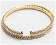 Bracelet 2 ROWS OF 2MM GENUINE FINE CZECH CRYSTALS ELASTIC COIL BANGLE. 637B-0214