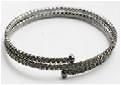 Bracelet 2 ROWS OF 2MM GENUINE FINE CZECH CRYSTALS ELASTIC COIL BANGLE. 637B-0214