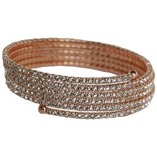 Bracelet 5 ROWS OF 2MM GENUINE FINE CZECH CRYSTALS ELASTIC COIL BANGLE. 637B0514