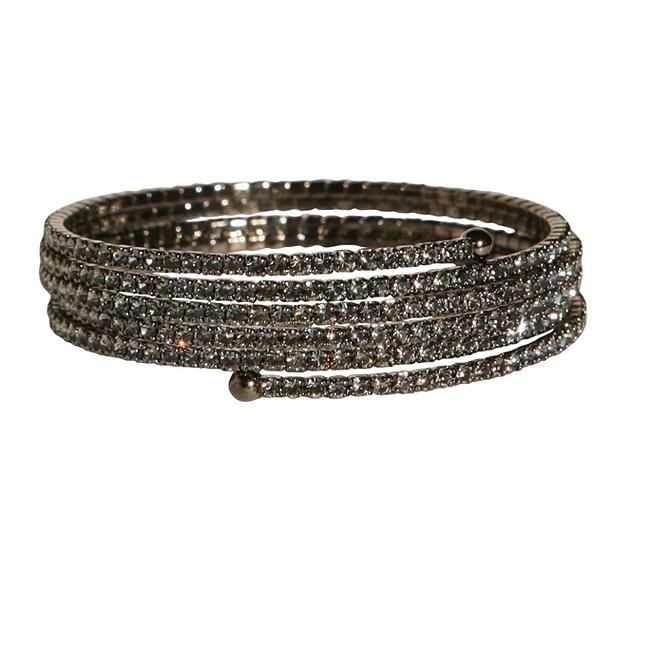 Bracelet 5 ROWS OF 2MM GENUINE FINE CZECH CRYSTALS ELASTIC COIL BANGLE. 637B0514