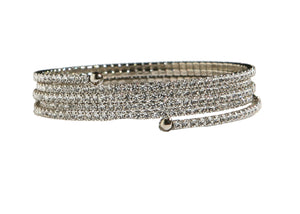 Bracelet 5 ROWS OF 2MM GENUINE FINE CZECH CRYSTALS ELASTIC COIL BANGLE. 637B0514
