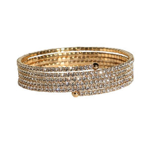 Bracelet 5 ROWS OF 2MM GENUINE FINE CZECH CRYSTALS ELASTIC COIL BANGLE. 637B0514