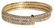 Czech Crystals Open Ends Electroplated Spiral Bangle - Gold