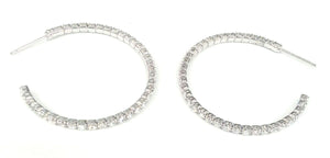 The zirconmania Earrings 2 mm Electroplated Feather Weight Hoop (.637E14302) feature a row of clear, sparkling gemstones along the outer edge and are displayed on a white background.