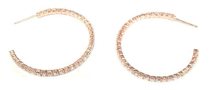 Zirconmanias Earrings 2 mm Electroplated Feather Weight Hoop (.637E14302) in rose gold, featuring small round clear gemstones, are displayed on a white background.