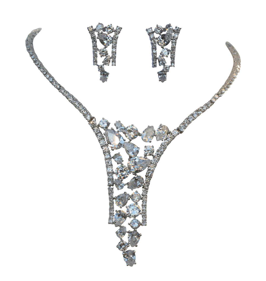 Raining Diamonds Couture V shaped cluster Zirconite necklace 638S00601