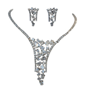 Raining Diamonds Couture V shaped cluster Zirconite necklace 638S00601
