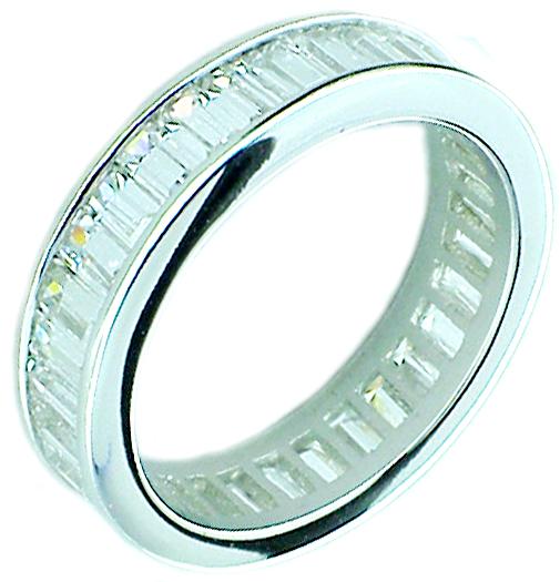 Zirconite Cubic Zirconia Baguettes Eternity Sterling Silver Ring
