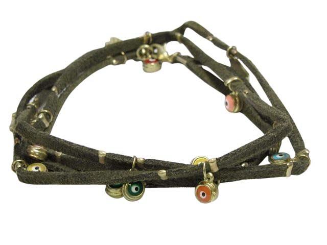 Scattered Multi Evil Eyes Wrap Bracelet-Green