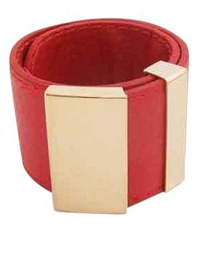 Vinyl Slap Bracelet-Red/Gold