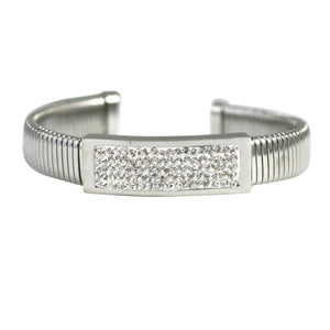 Bracelet with Paved Crystal Bar Stainless Steel 655B1124