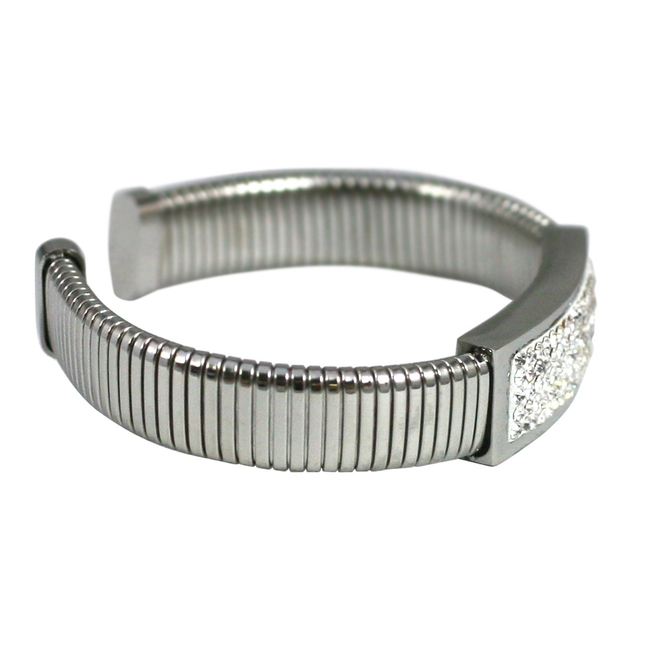Bracelet with Paved Crystal Bar Stainless Steel 655B1124