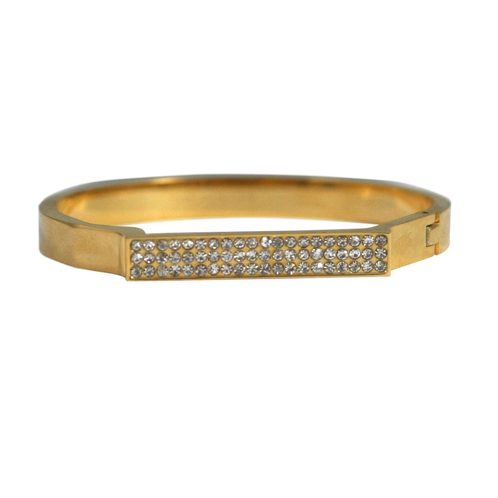 Fine Bracelet with Paved Crystal Bar Stainless Steel
