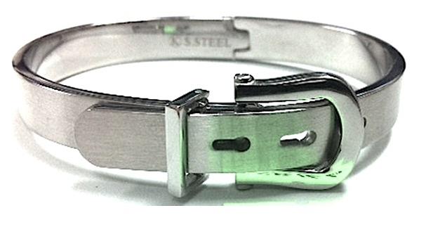 Hinged Buckle Bangle-Natural Steel
