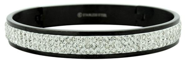 Sparkle Crystal Top Bangle-Natural Steel