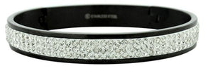 Sparkle Crystal Top Bangle-Natural Steel