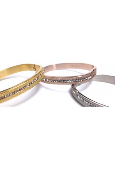 Rounded Corners Stainless Steel Center Hinged Bangle - In Three Colors