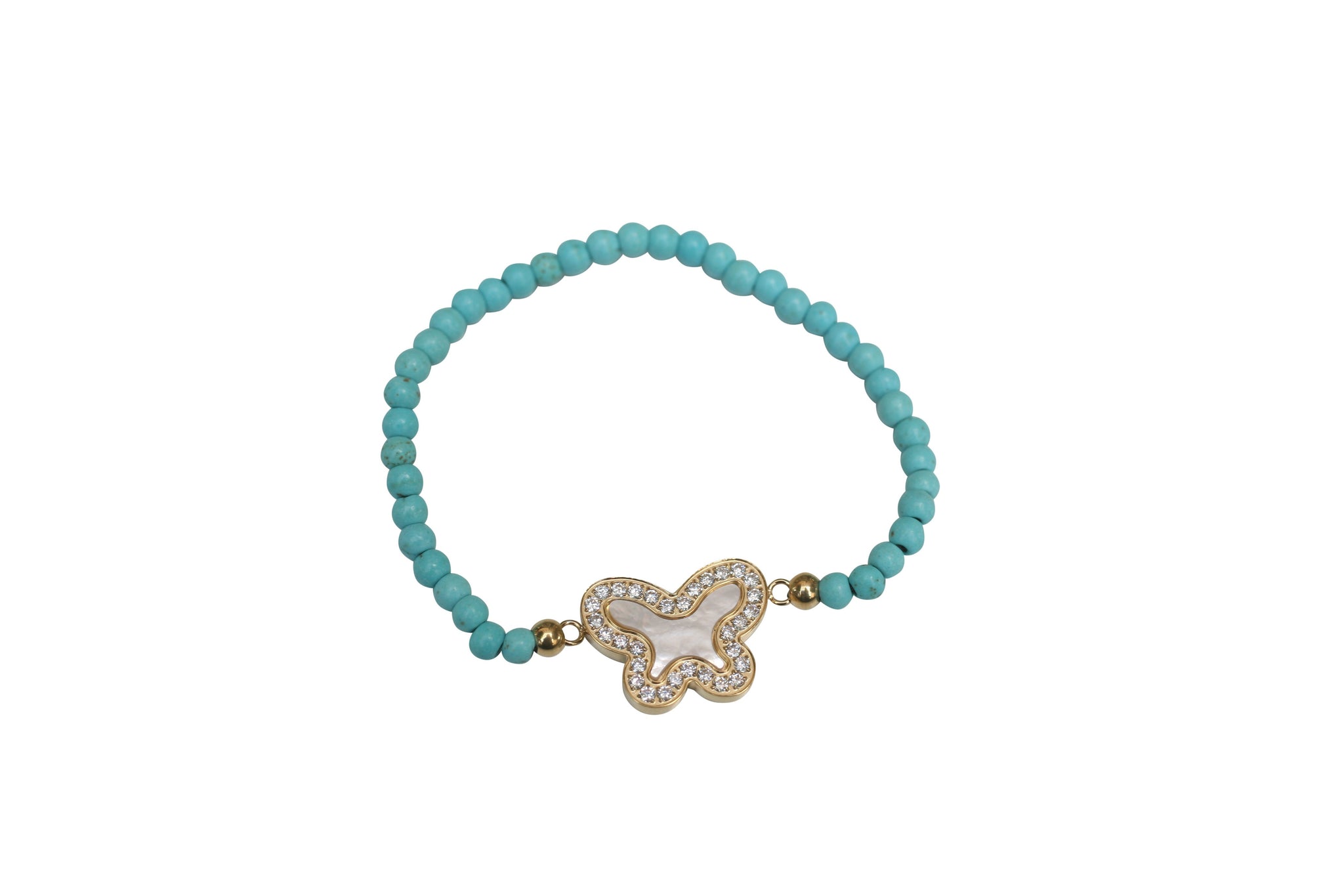 Bracelet Mother of Pearl Butterfly charm Stretch .:655B26