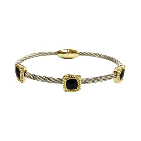 Bracelet Magnetic Closure Stainless steel Twisted 2 Tone cable . 655B3053