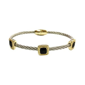 Bracelet Magnetic Closure Stainless steel Twisted 2 Tone cable . 655B3053