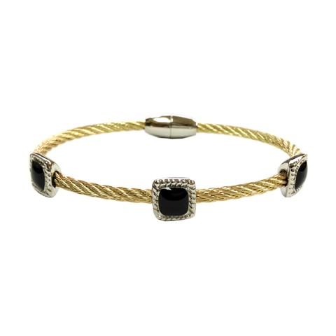 Bracelet Magnetic Closure Stainless steel Twisted 2 Tone cable . 655B3053
