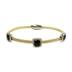 Bracelet Magnetic Closure Stainless steel Twisted 2 Tone cable . 655B3053