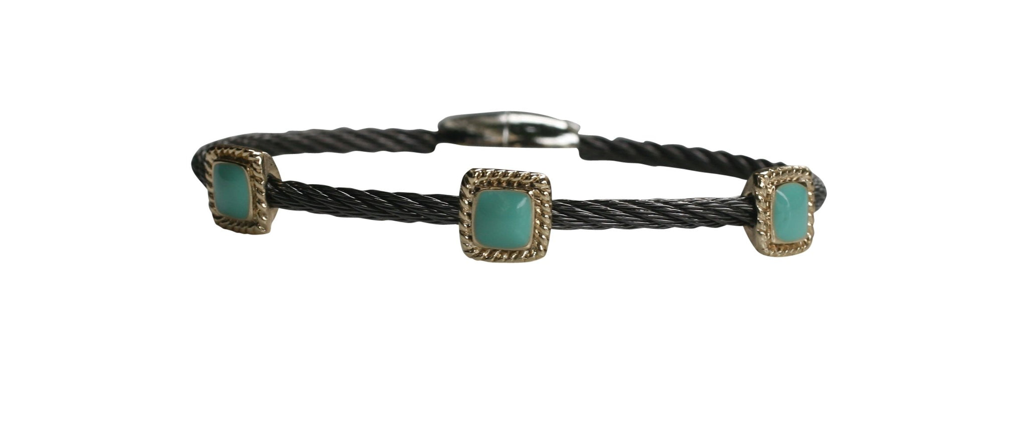 Bracelet Magnetic Closure Stainless steel Twisted 2 Tone cable . 655B3053