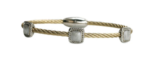 Bracelet Magnetic Closure Stainless steel Twisted 2 Tone cable . 655B3053