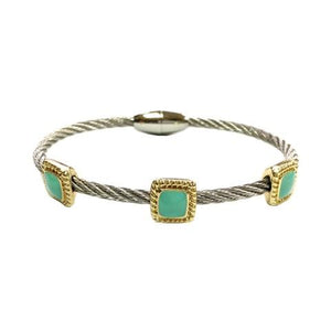 Bracelet Magnetic Closure Stainless steel Twisted 2 Tone cable . 655B3053