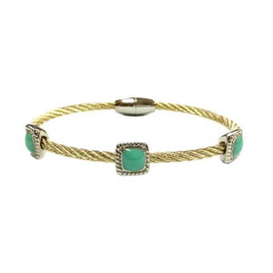 Bracelet Magnetic Closure Stainless steel Twisted 2 Tone cable . 655B3053