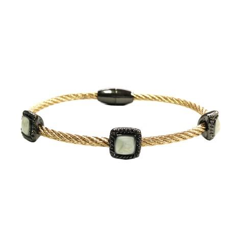 Bracelet Magnetic Closure Stainless steel Twisted 2 Tone cable . 655B3053