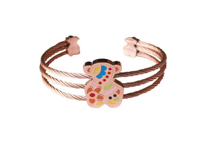 Bracelet Stainless Steel enamel touched teddy bear open bangle 655B4017