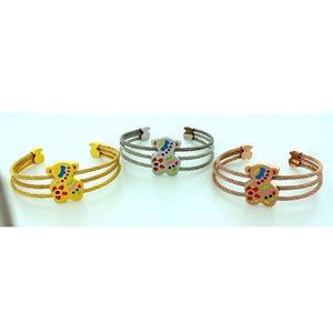 Bracelet Stainless Steel enamel touched teddy bear open bangle 655B4017