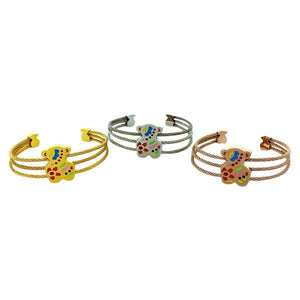 Bracelet Stainless Steel enamel touched teddy bear open bangle 655B4017