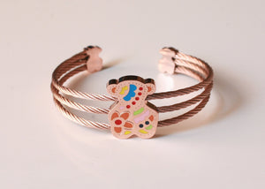 Bracelet Stainless Steel enamel touched teddy bear open bangle 655B4017