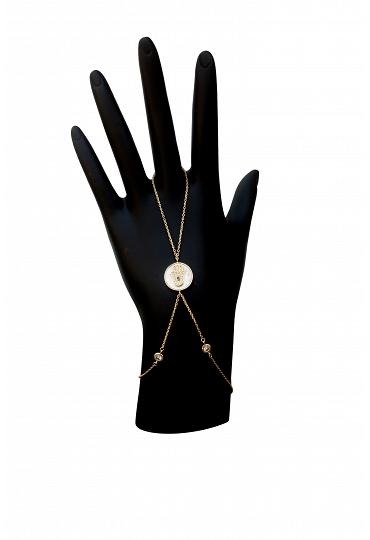 Bracelet  Pave Hamsa on Coin S/S. 655B70246