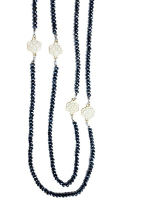 Necklace Double Beads Flower stations  655N1