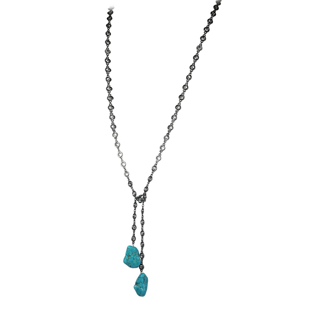 Necklace Couture 36" Chain W/Two Large Beads Lariat
