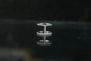 Ring  double bar slender micro-pave Zirconite Sterling silver Ring 655R70039