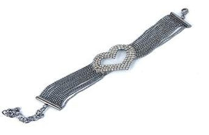 Embedded Heart Shape Multi Link Strand Bracelet. 657B0307