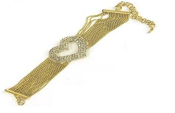 Embedded Heart Shape Multi Link Strand Bracelet. 657B0307