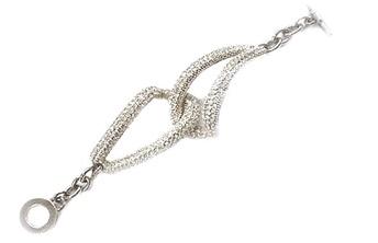 Pave Link Metal Bracelet-Rhodium