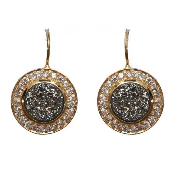 Round Metallic Druzy Earring