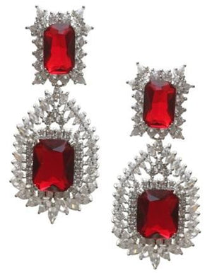 Large Brilliant Couture Post Earrings, Rectangular Emerald shapes