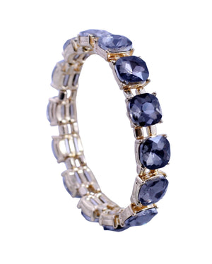 10MM Sequenced cushion square black diamond crystal stones stretch bracelet  661B384