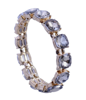10MM Sequenced cushion square black diamond crystal stones stretch bracelet  661B384
