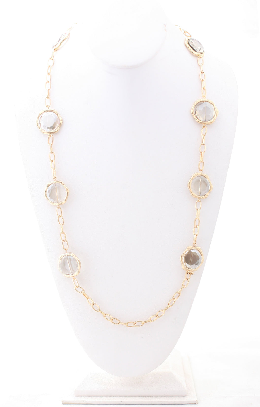 30'' Rotary Round-cut Smokey Quartz Gemstones Necklace Set 664S14388