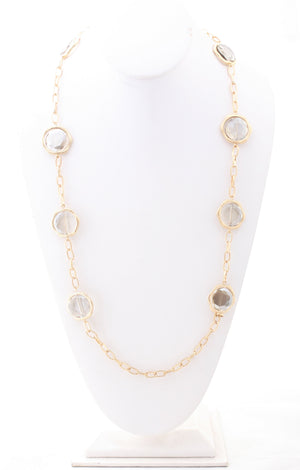 30'' Rotary Round-cut Smokey Quartz Gemstones Necklace Set 664S14388